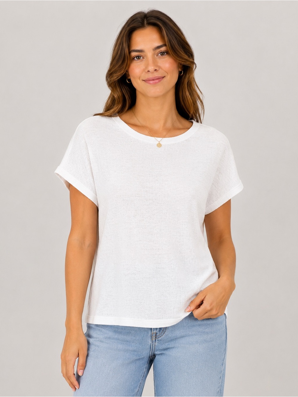 Lou & Grey White Short Sleeve Top Small NWT